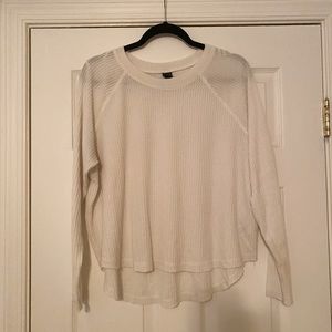 White waffle long sleeve tee